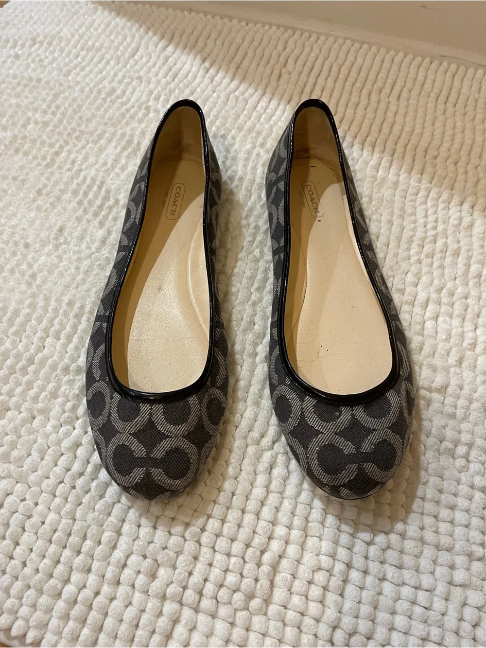COACH Gray Signature Logo Ballet Flats